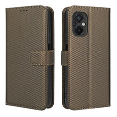 Custodia Portafoglio In Pelle Cover con Supporto BY1 per Xiaomi Poco M5 4G Marrone