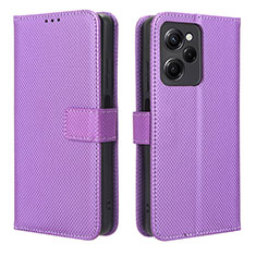 Custodia Portafoglio In Pelle Cover con Supporto BY1 per Xiaomi Poco X5 Pro 5G Viola