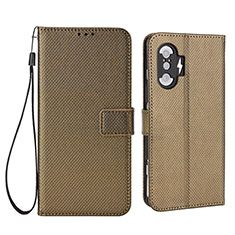 Custodia Portafoglio In Pelle Cover con Supporto BY1 per Xiaomi Redmi K40 Gaming 5G Marrone