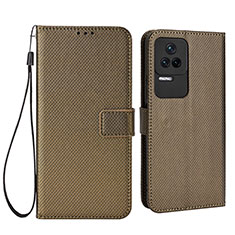 Custodia Portafoglio In Pelle Cover con Supporto BY1 per Xiaomi Redmi K50 5G Marrone