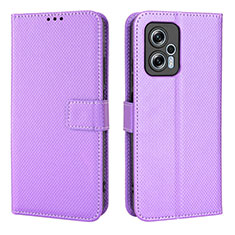 Custodia Portafoglio In Pelle Cover con Supporto BY1 per Xiaomi Redmi K50i 5G Viola