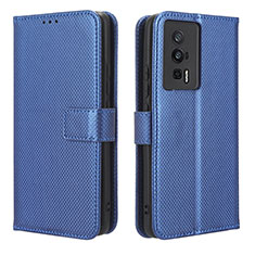 Custodia Portafoglio In Pelle Cover con Supporto BY1 per Xiaomi Redmi K60 5G Blu