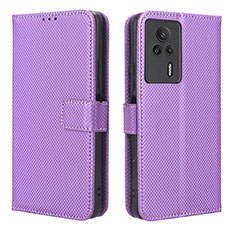 Custodia Portafoglio In Pelle Cover con Supporto BY1 per Xiaomi Redmi K60E 5G Viola