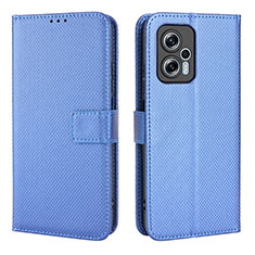 Custodia Portafoglio In Pelle Cover con Supporto BY1 per Xiaomi Redmi Note 11T Pro+ Plus 5G Blu