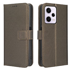 Custodia Portafoglio In Pelle Cover con Supporto BY1 per Xiaomi Redmi Note 12 Pro+ Plus 5G Marrone