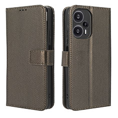 Custodia Portafoglio In Pelle Cover con Supporto BY1 per Xiaomi Redmi Note 12 Turbo 5G Marrone