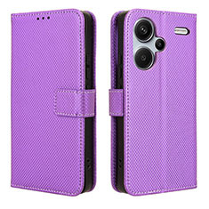 Custodia Portafoglio In Pelle Cover con Supporto BY1 per Xiaomi Redmi Note 13 Pro+ Plus 5G Viola