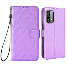 Custodia Portafoglio In Pelle Cover con Supporto BY1 per Xiaomi Redmi Note 9 4G Viola