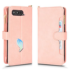 Custodia Portafoglio In Pelle Cover con Supporto BY2 per Asus ROG Phone 5 Ultimate Oro Rosa