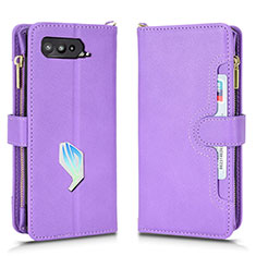 Custodia Portafoglio In Pelle Cover con Supporto BY2 per Asus ROG Phone 5s Pro Viola