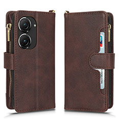 Custodia Portafoglio In Pelle Cover con Supporto BY2 per Asus ZenFone 10 Marrone