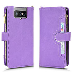 Custodia Portafoglio In Pelle Cover con Supporto BY2 per Asus Zenfone 7 Pro ZS671KS Viola