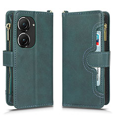 Custodia Portafoglio In Pelle Cover con Supporto BY2 per Asus Zenfone 9 Verde