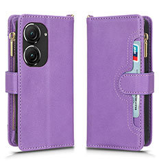 Custodia Portafoglio In Pelle Cover con Supporto BY2 per Asus Zenfone 9 Viola