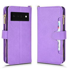 Custodia Portafoglio In Pelle Cover con Supporto BY2 per Google Pixel 6 Pro 5G Viola