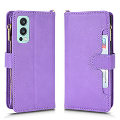 Custodia Portafoglio In Pelle Cover con Supporto BY2 per OnePlus Nord 2 5G Viola