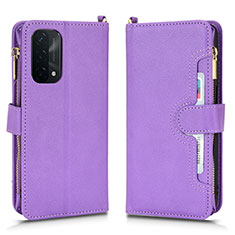 Custodia Portafoglio In Pelle Cover con Supporto BY2 per Oppo A74 5G Viola