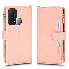 Custodia Portafoglio In Pelle Cover con Supporto BY2 per Oppo Reno5 A Oro Rosa