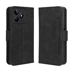 Custodia Portafoglio In Pelle Cover con Supporto BY2 per Realme C53 India Nero