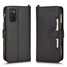 Custodia Portafoglio In Pelle Cover con Supporto BY2 per Samsung Galaxy A03s Nero