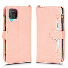 Custodia Portafoglio In Pelle Cover con Supporto BY2 per Samsung Galaxy A12 Nacho Oro Rosa