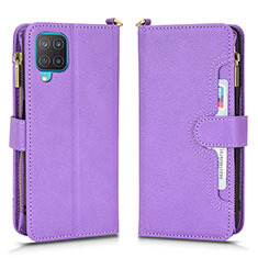 Custodia Portafoglio In Pelle Cover con Supporto BY2 per Samsung Galaxy F12 Viola