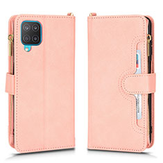 Custodia Portafoglio In Pelle Cover con Supporto BY2 per Samsung Galaxy M12 Oro Rosa
