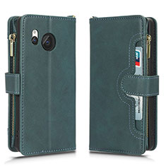 Custodia Portafoglio In Pelle Cover con Supporto BY2 per Sharp Aquos R8 Verde