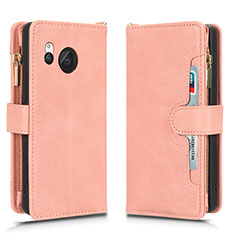 Custodia Portafoglio In Pelle Cover con Supporto BY2 per Sharp Aquos R8s Oro Rosa