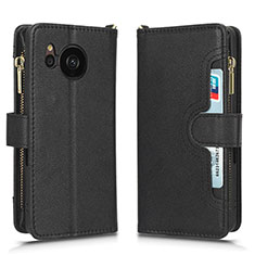 Custodia Portafoglio In Pelle Cover con Supporto BY2 per Sharp Aquos Sense7 Plus Nero