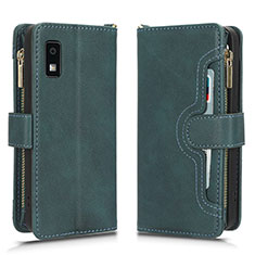 Custodia Portafoglio In Pelle Cover con Supporto BY2 per Sharp Aquos wish3 Verde