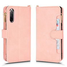 Custodia Portafoglio In Pelle Cover con Supporto BY2 per Sony Xperia 10 II Oro Rosa