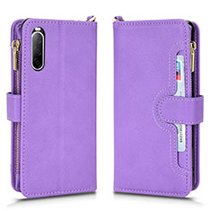 Custodia Portafoglio In Pelle Cover con Supporto BY2 per Sony Xperia 10 II Viola