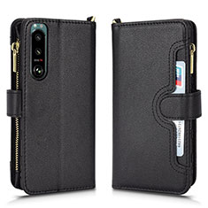 Custodia Portafoglio In Pelle Cover con Supporto BY2 per Sony Xperia 5 III SO-53B Nero