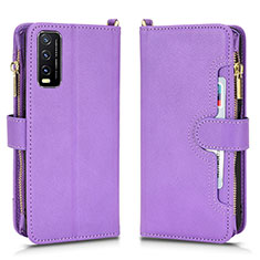 Custodia Portafoglio In Pelle Cover con Supporto BY2 per Vivo Y30 (2021) Viola