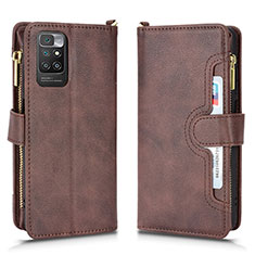 Custodia Portafoglio In Pelle Cover con Supporto BY2 per Xiaomi Redmi 10 (2022) Marrone