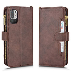 Custodia Portafoglio In Pelle Cover con Supporto BY2 per Xiaomi Redmi Note 10 JE 5G Marrone