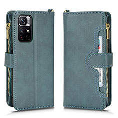 Custodia Portafoglio In Pelle Cover con Supporto BY2 per Xiaomi Redmi Note 11 5G Verde