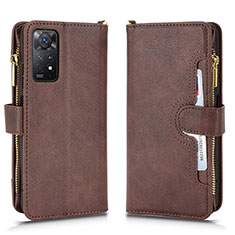 Custodia Portafoglio In Pelle Cover con Supporto BY2 per Xiaomi Redmi Note 11 Pro 5G Marrone