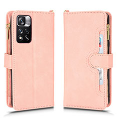 Custodia Portafoglio In Pelle Cover con Supporto BY2 per Xiaomi Redmi Note 11 Pro+ Plus 5G Oro Rosa