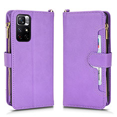 Custodia Portafoglio In Pelle Cover con Supporto BY2 per Xiaomi Redmi Note 11S 5G Viola