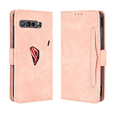 Custodia Portafoglio In Pelle Cover con Supporto BY3 per Asus ROG Phone 3 Strix ZS661KS Rosa