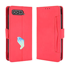 Custodia Portafoglio In Pelle Cover con Supporto BY3 per Asus ROG Phone 5 ZS673KS Rosso