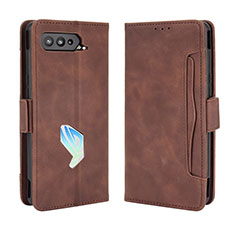 Custodia Portafoglio In Pelle Cover con Supporto BY3 per Asus ROG Phone 5s Pro Marrone