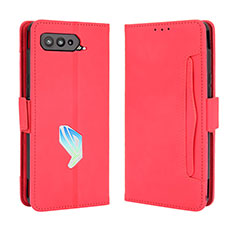 Custodia Portafoglio In Pelle Cover con Supporto BY3 per Asus ROG Phone 5s Rosso
