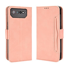 Custodia Portafoglio In Pelle Cover con Supporto BY3 per Asus ROG Phone 6 Pro Rosa