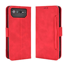 Custodia Portafoglio In Pelle Cover con Supporto BY3 per Asus ROG Phone 6 Rosso