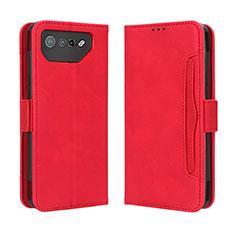 Custodia Portafoglio In Pelle Cover con Supporto BY3 per Asus ROG Phone 7 Pro Rosso