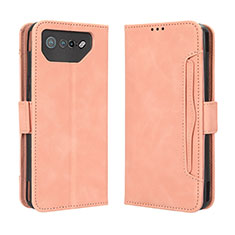 Custodia Portafoglio In Pelle Cover con Supporto BY3 per Asus ROG Phone 7 Rosa