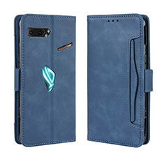 Custodia Portafoglio In Pelle Cover con Supporto BY3 per Asus ROG Phone II ZS660KL Blu